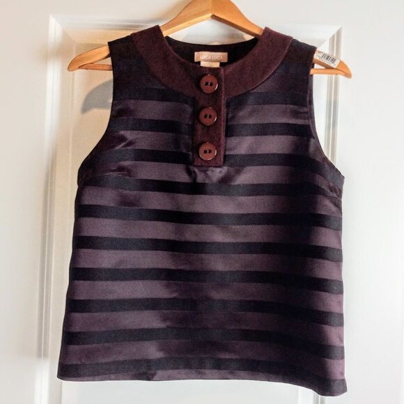Luca Luca Brown Wine Stripe Italian Sleeveless Top - Picture 1 of 7